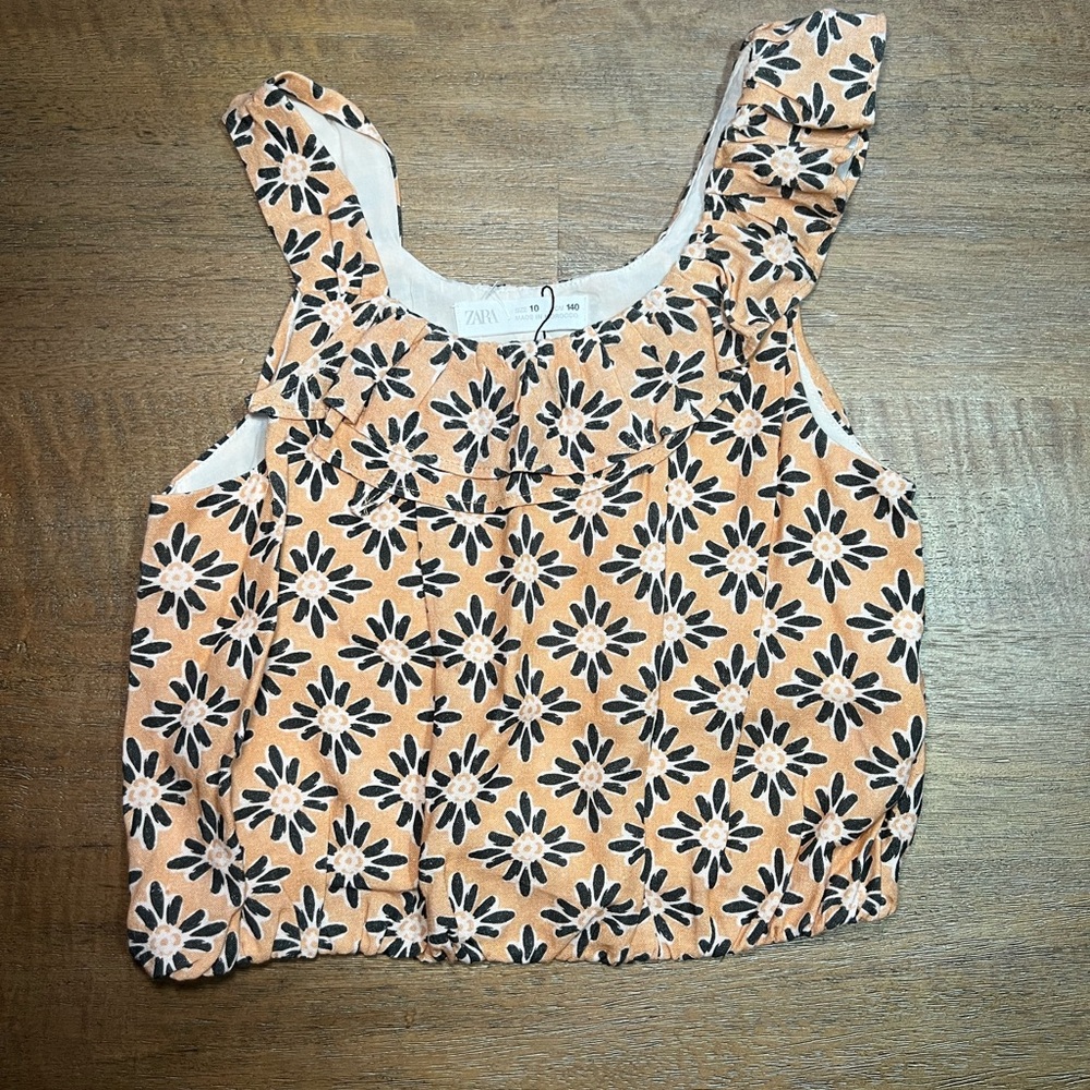 Zara Orange and Black Geometric Tank Top